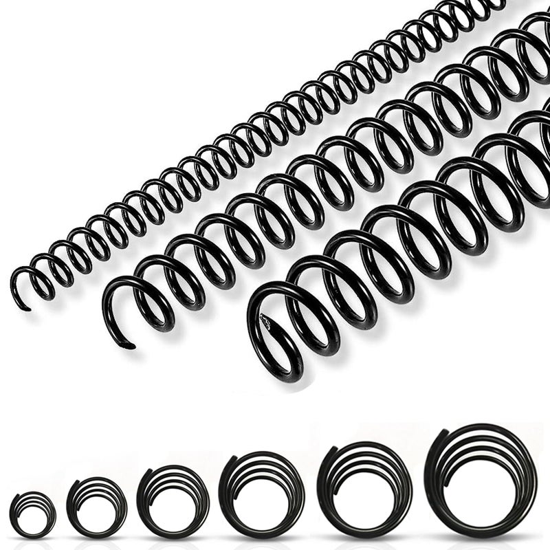 KOTESLLOE 150 Pack Spiral Binding Coils, 4:1 Pitch Plastic Binding Coils Kit, 6 Different Sizes Spiral Binding Coils 1/4"", 5/16"", 3/8"", 1/2"", 5/8"", 3/4"", Black Spiral Binding Coils - Image 1